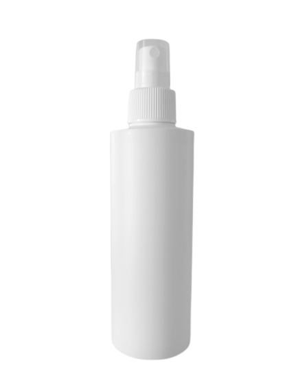 plastic white bottle spray on white background mockup. Fine mist ribbed sprayer