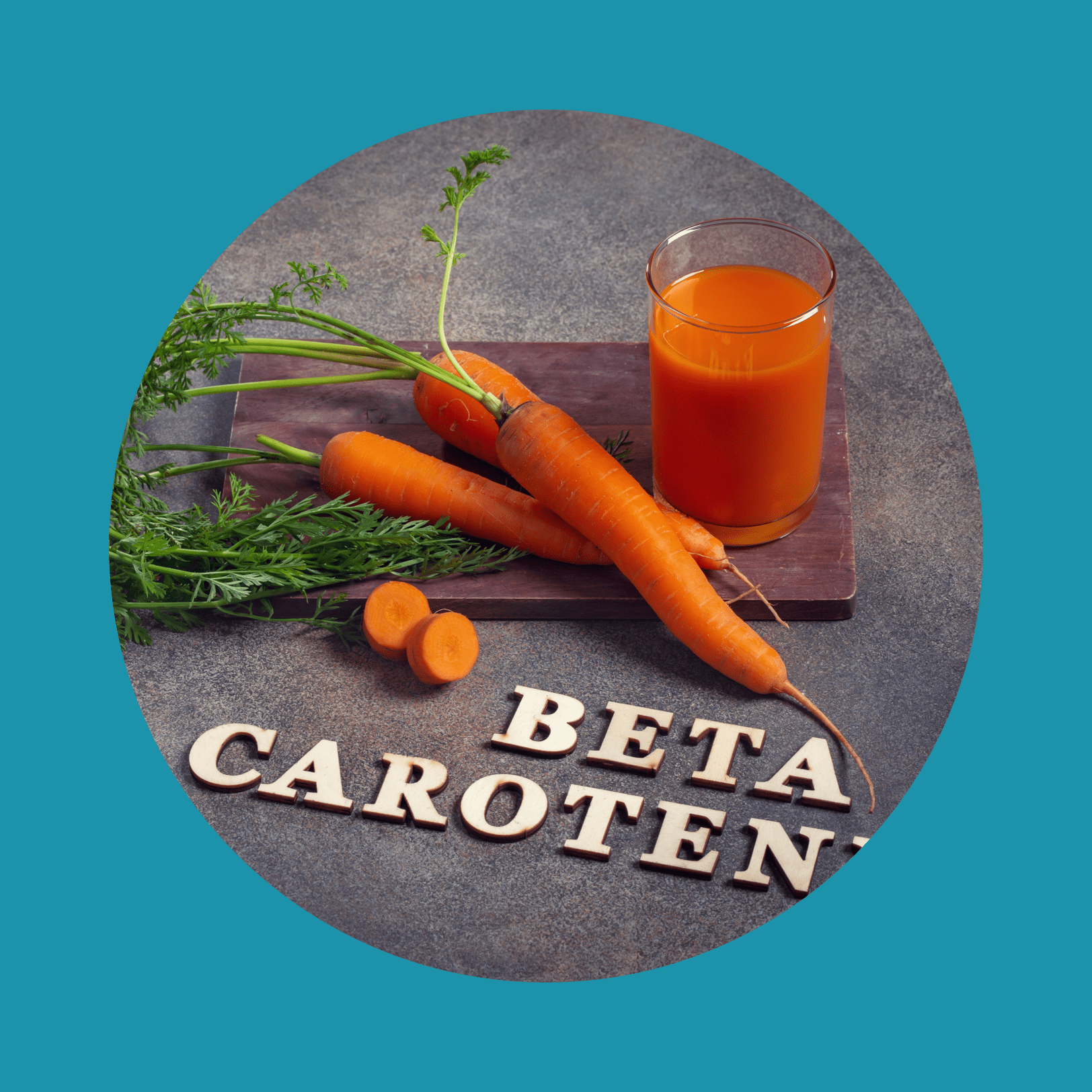 Texte de bêta-carotène et jus de carotte
