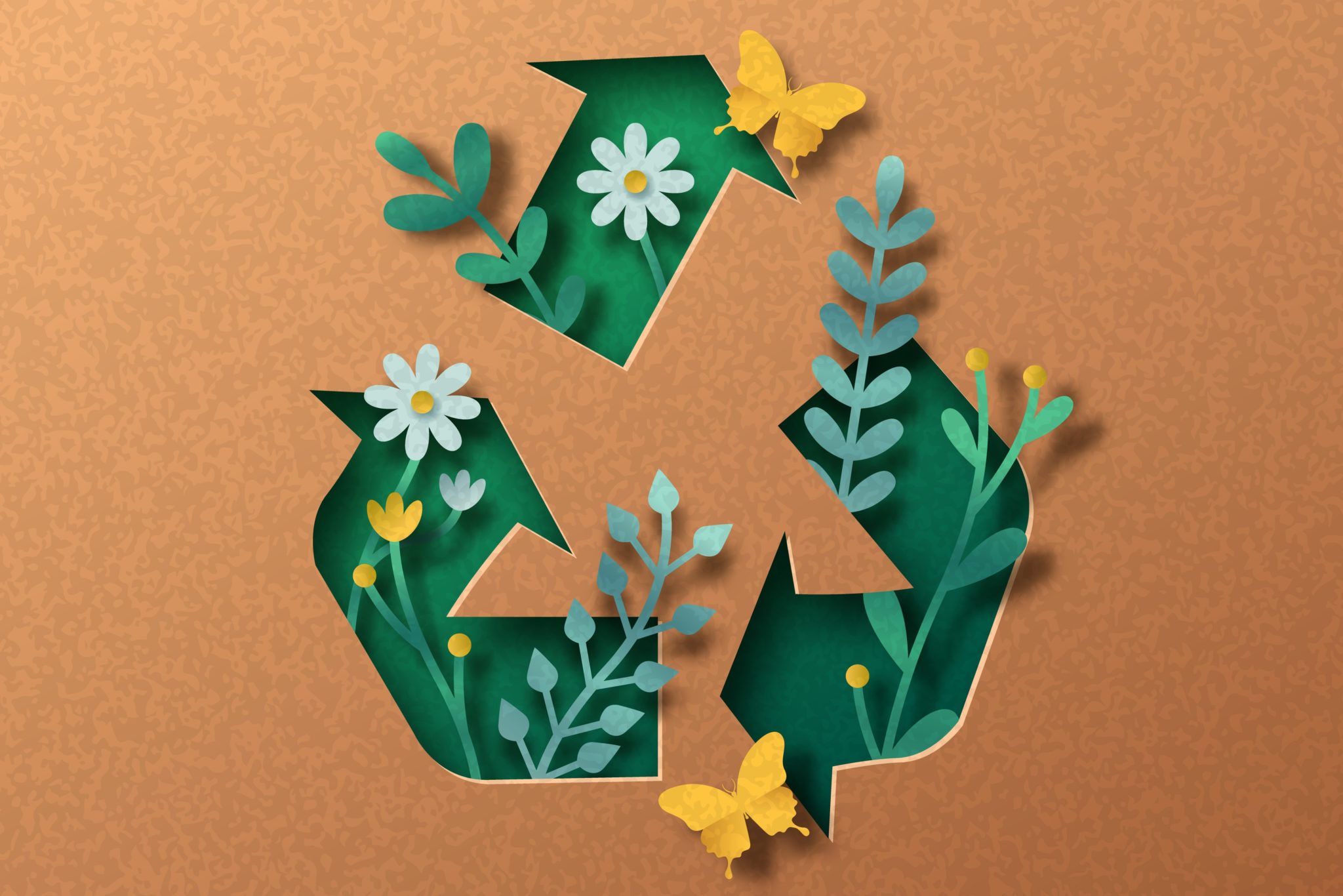 Upcycling green paper cut symbol nature concept